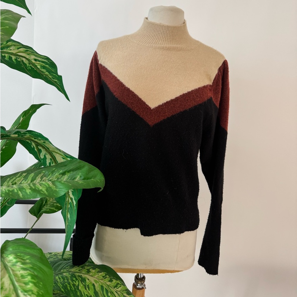 Anthropologie See U Soon Turtleneck Sweater - Black, Brown, Cream